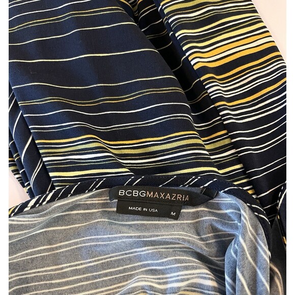 BCBGMaxazria Dress Womens Medium Blue Ruched Wrap Midi Stretch - Picture 6 of 9